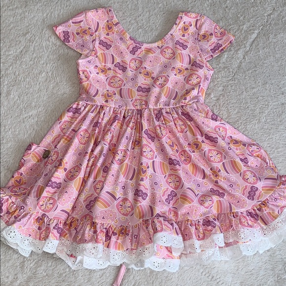 NWT Cheeky Plum Bunny Trail 2T Myra Knit Dress Pink Floral Easter Eggs Dress - Picture 9 of 14